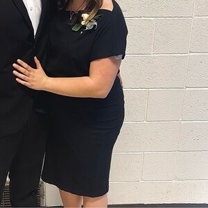 Black cotton ribbed dress- large